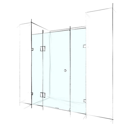 Custom Frameless Wall-To-Wall (3 Panels) - Up to 1400 / Bronze / Bracket
