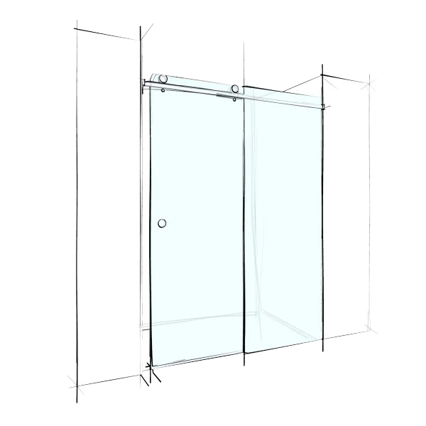 Custom Frameless Sliding Wall-To-Wall (2 Panels) - Up to 2000 / Bronze / No Brackets