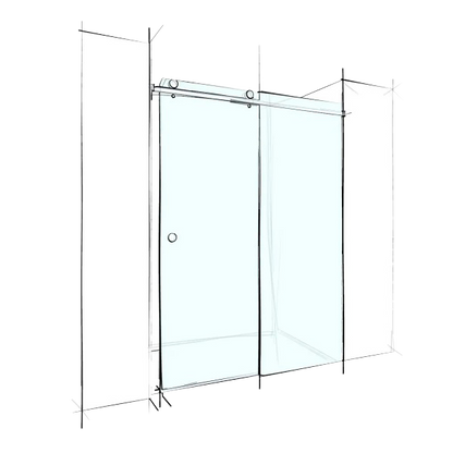 Custom Frameless Sliding Wall-To-Wall (2 Panels) - Up to 2000 / TruClear+ / No Brackets