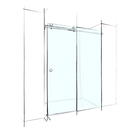 Custom Frameless Sliding Wall-To-Wall (2 Panels) - Up to 2000 / TruClear+ / No Brackets