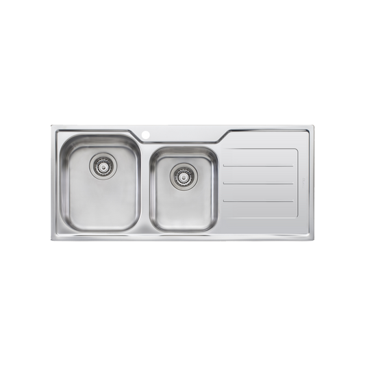 Oliveri Flinders 1 And 3/4 Bowl Sink With Right Drainboard Stainless Steel