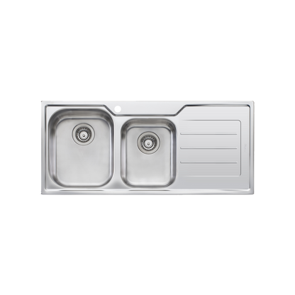 Oliveri Flinders 1 And 3/4 Bowl Sink With Right Drainboard Stainless Steel