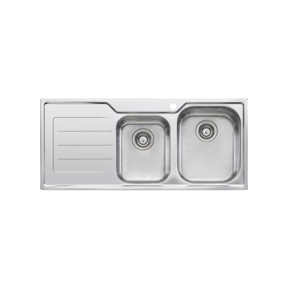 Oliveri Flinders 1 And 3/4 Bowl Sink With Left Drainboard Stainless Steel