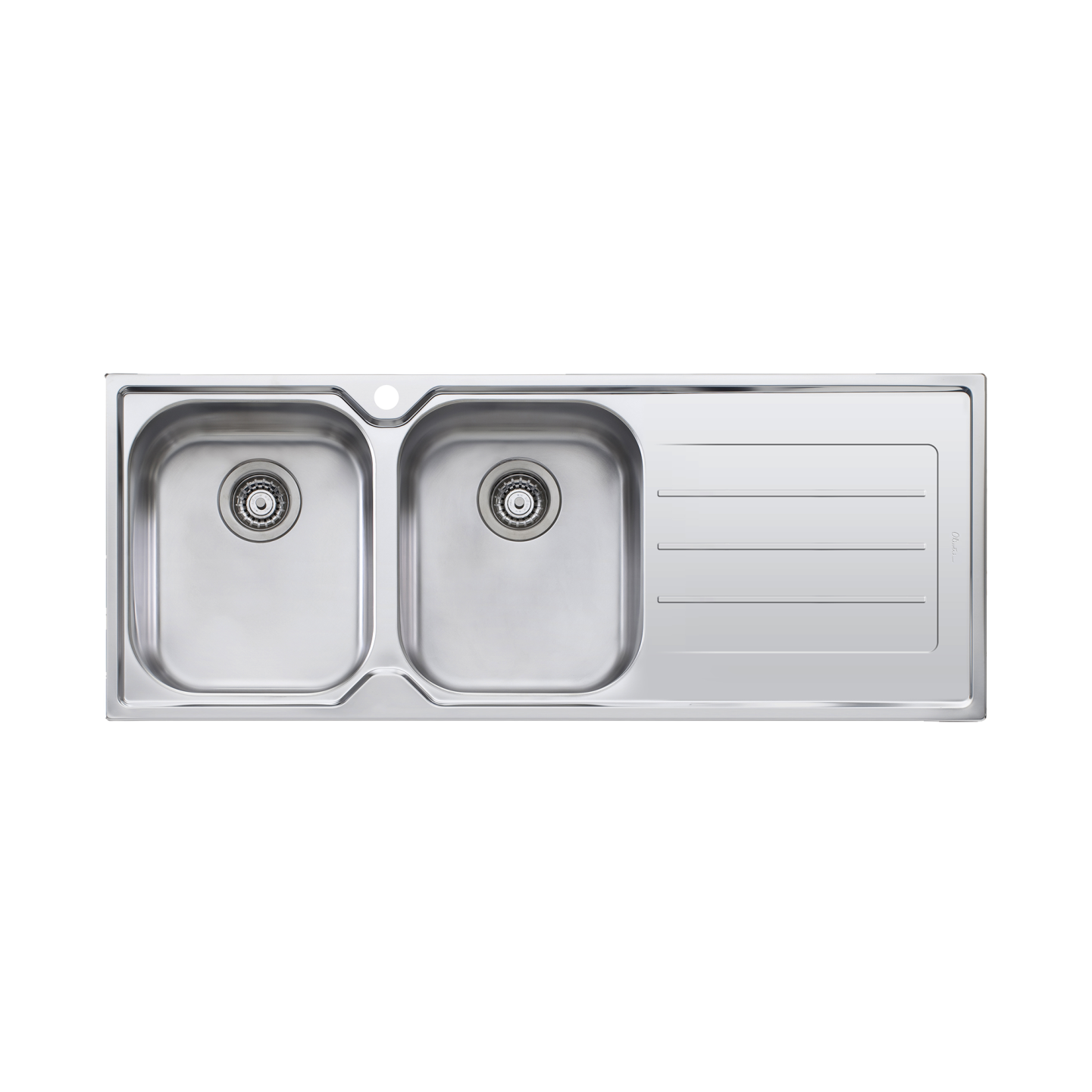 Oliveri Flinders Double Bowl Topmount Sink With Right Drainboard Stainless Steel