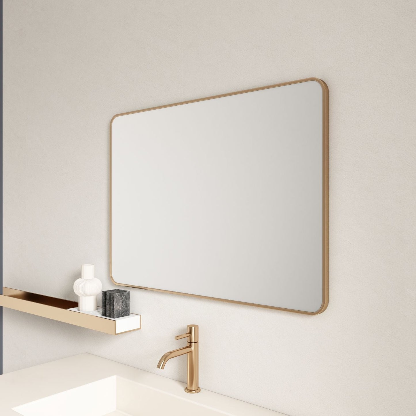 Aluminum Framed 600mm  Rectangular Mirror- Brushed Gold