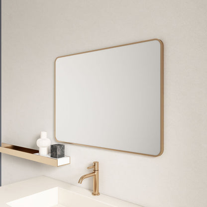 Aluminum Framed 900mm Rectangular Mirror - Brushed Gold