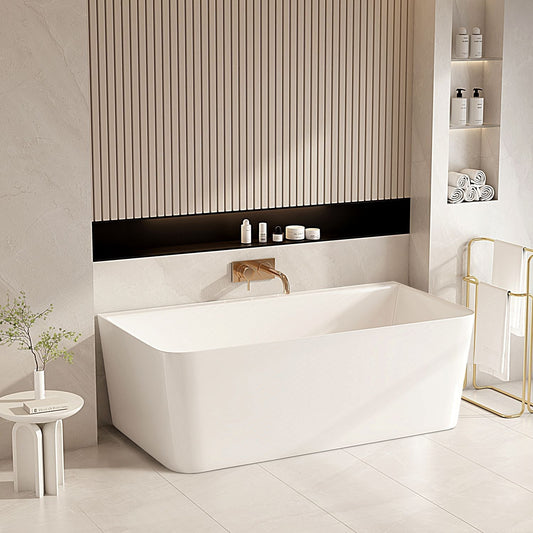Fortuna Ultra-Thin Back-to-Wall Bathtub - Gloss White 1500mm x 750mm x 590mm - Gloss White