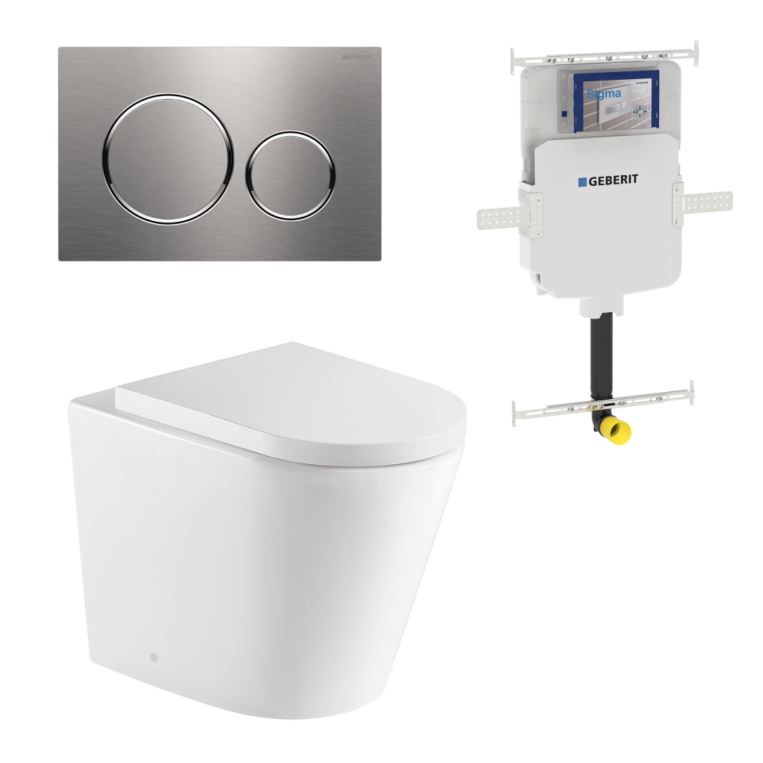 Turner Hastings Fino WhisperFlush Floor Mounted Toilet Package (Includes Geberit Cistern & Brushed Stainless Steel Flush Plate)