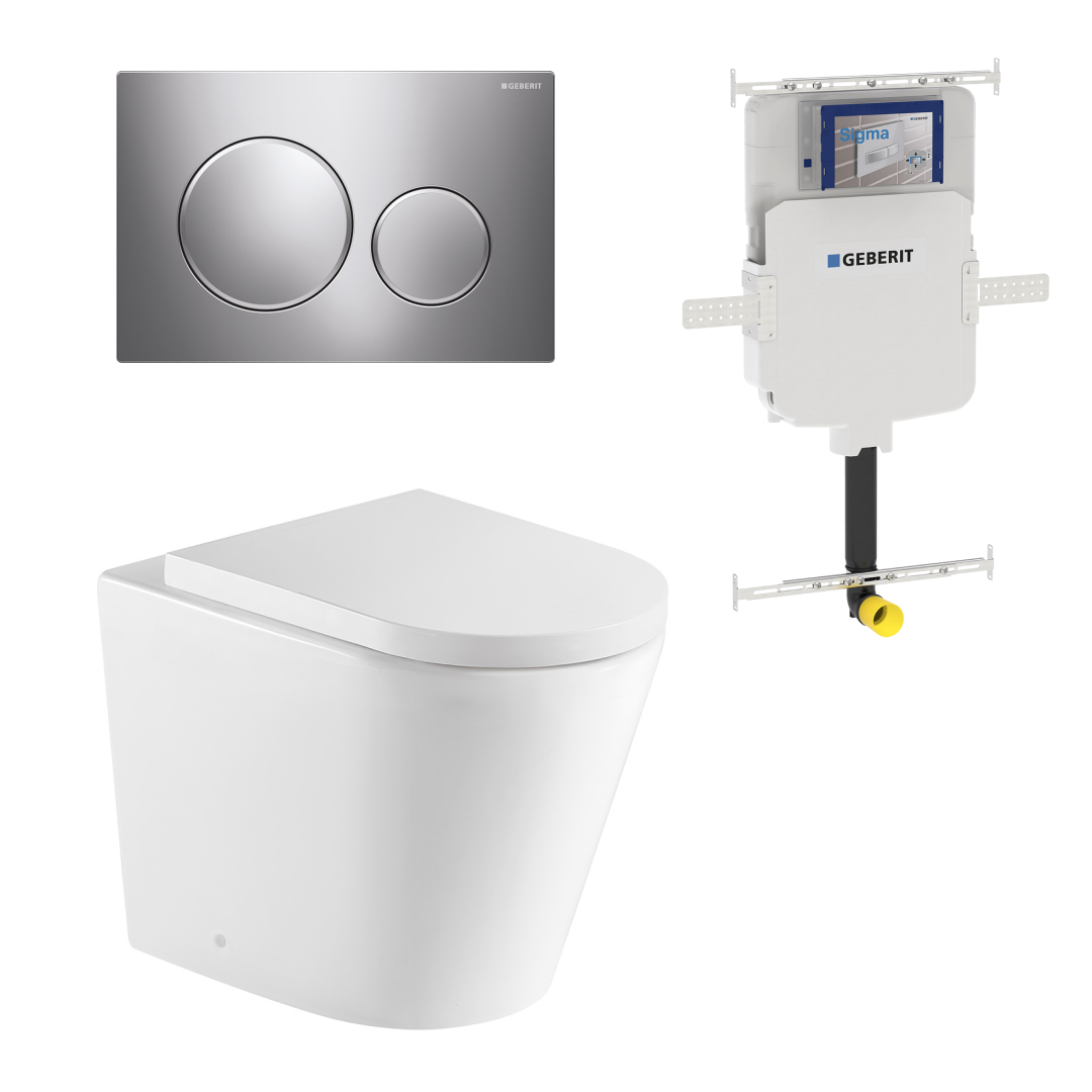Turner Hastings Fino WhisperFlush Floor Mounted Toilet Package (Includes Geberit Cistern & Chrome Flush Plate)
