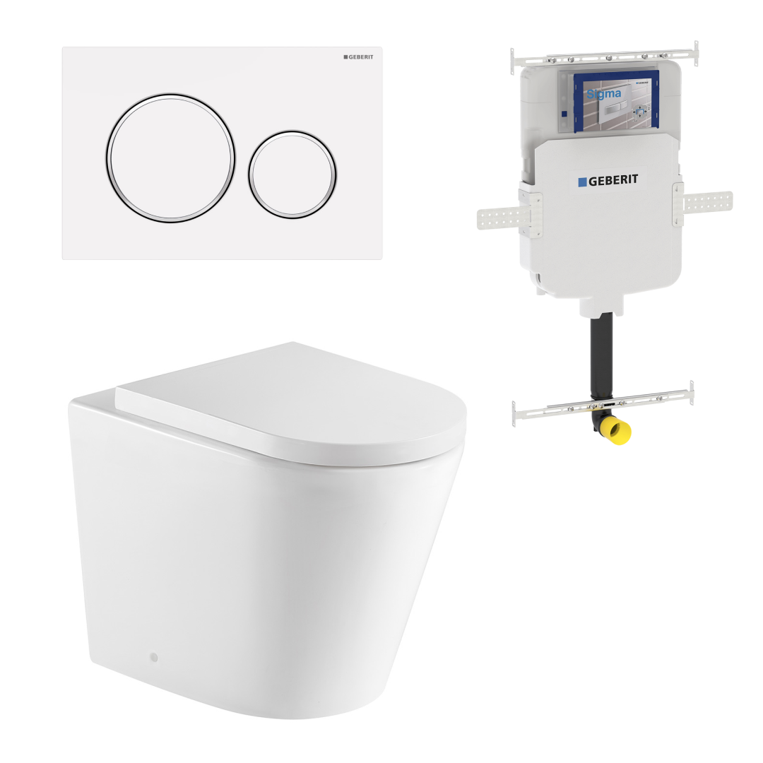 Turner Hastings Fino WhisperFlush Floor Mounted Toilet Package (Includes Geberit Cistern & Matte White Flush Plate)