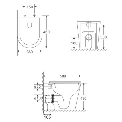 Turner Hastings Fino WhisperFlush Floor Mounted Toilet Package with Slim Seat (Includes Geberit Cistern & Chrome Flush Plate)