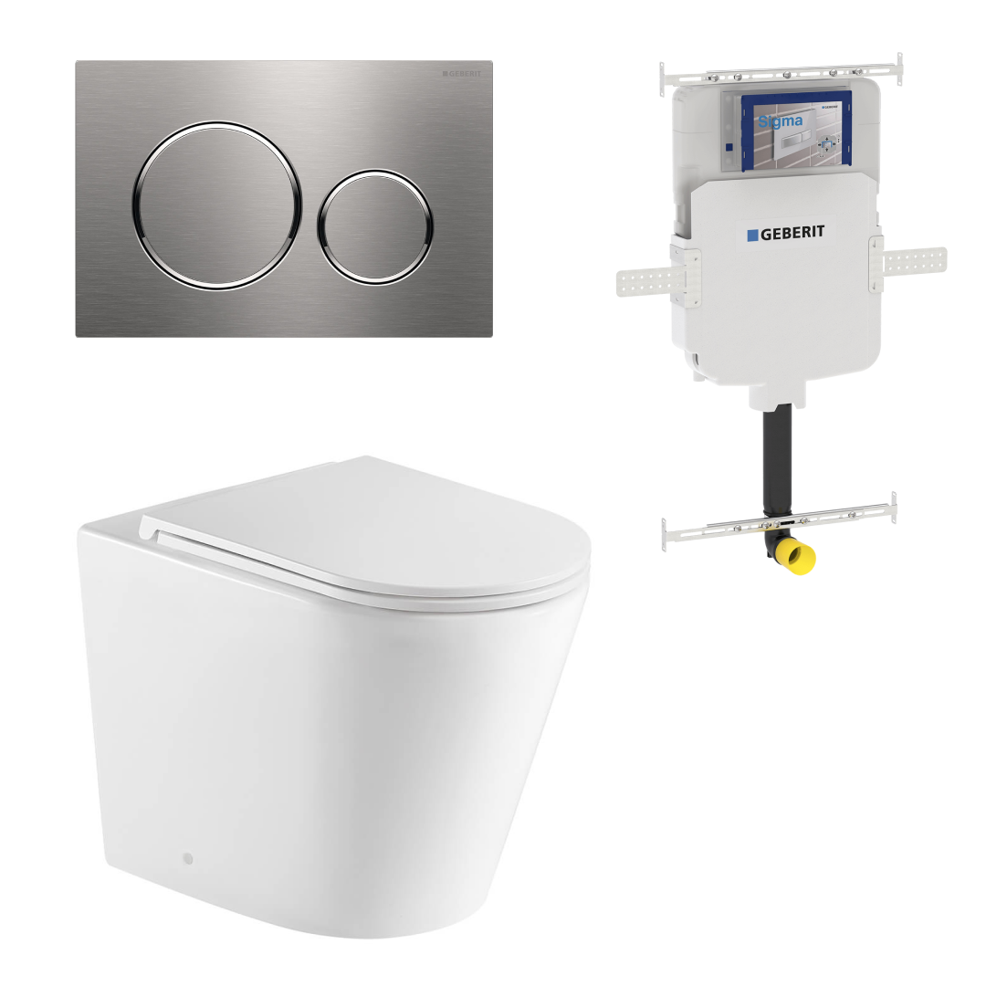 Turner Hastings Fino WhisperFlush Floor Mounted Toilet Package with Slim Seat (Includes Geberit Cistern & Brushed Stainless Steel Flush Plate)
