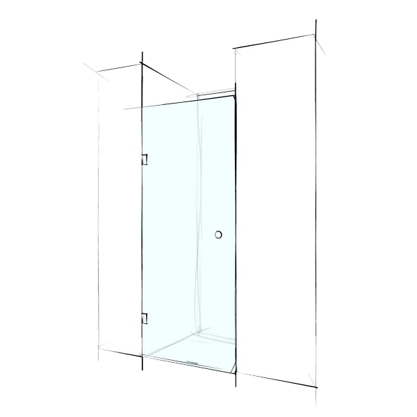 Custom Frameless Wall-To-Wall (Swing Door) - Up to 800 / TruClear+ / Hinged