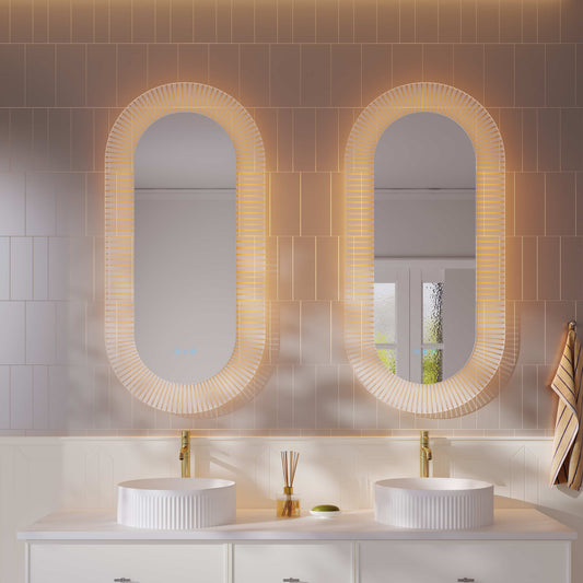 Freya 600×1200mm LED Textured Oval Mirror - 600×1200mm