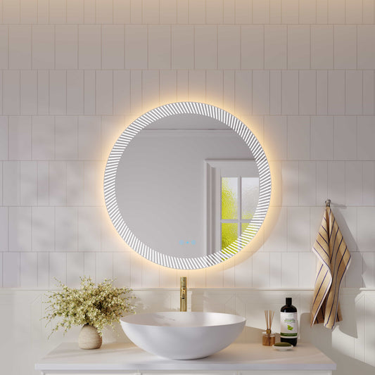 Freya 800mm LED Textured Round Mirror - 800mm