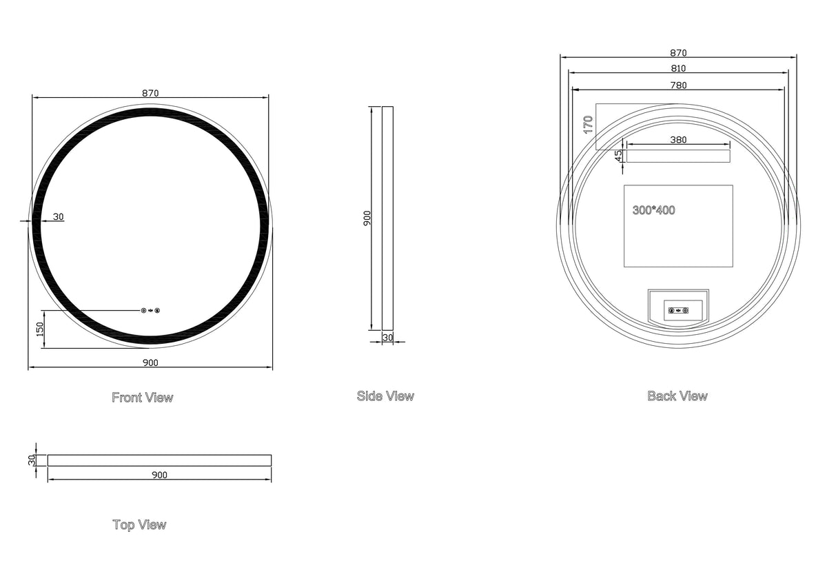 Freya 600/750/900mm LED Round Mirror