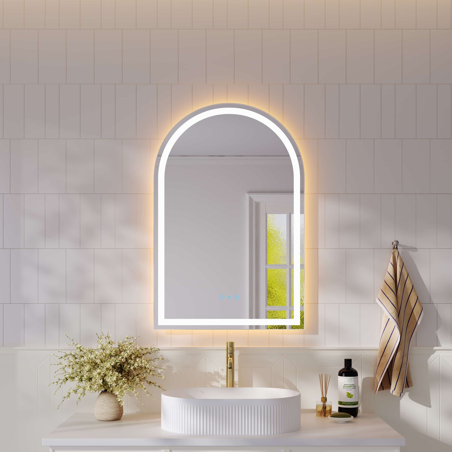Freya 500/600×900mm LED Arch Mirror - 500×900mm