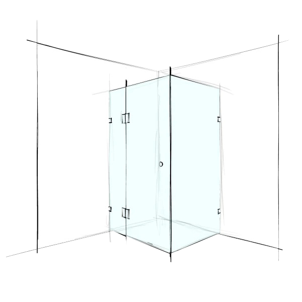 Custom Frameless Square Corner Set-In - Up to 1000 x 1000 / Clear / Bracket