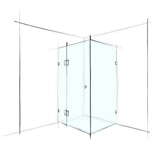 Custom Frameless Square Corner Set-In - Up to 1000 x 1000 / Grey / Concealed Channel