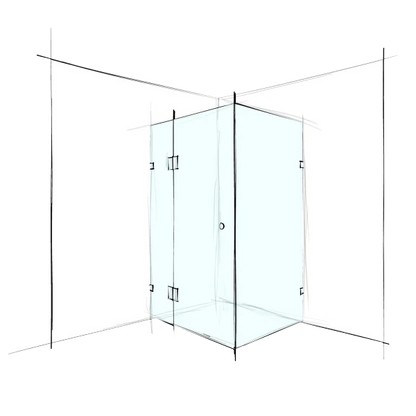 Custom Frameless Square Corner Set-In - Up to 1200 x 1200 / Grey / Bracket