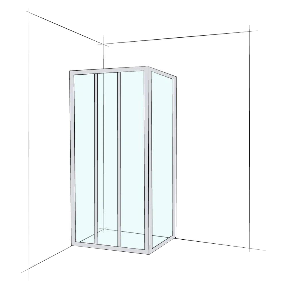 Custom Framed Sliding Corner Set-In (2 Door Sliding) - Up to 1200 x 1200 / Clear