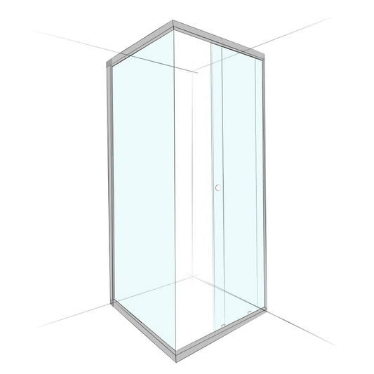 Custom Semi-Frameless Corner Set-In (1 Door Sliding) - Up to 1000 x 1000 / Clear