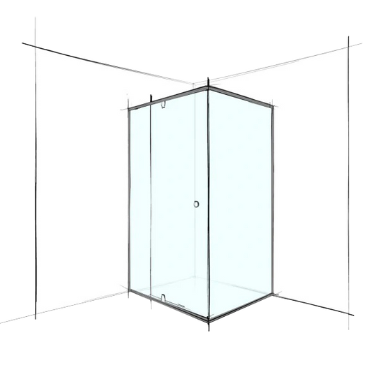 Custom Semi-Frameless Square Corner Set-In - Up to 1200 x 1200 / Clear