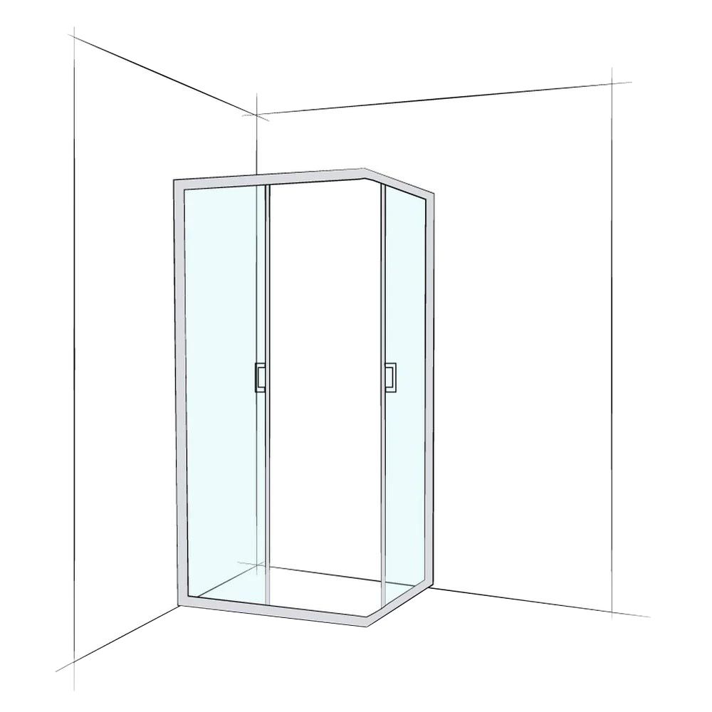 Custom Semi-Frameless Corner Set-In (2 Door Sliding) - Up to 1200 x 1200 / Clear