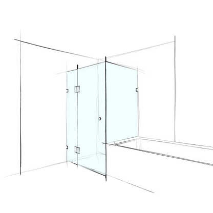 Custom Frameless Square Corner Set-In Over Bath - Up to 1200 x 1200 / Grey / Concealed Channel