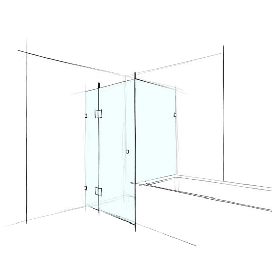 Custom Frameless Square Corner Set-In Over Bath - Up to 1000 x 1000 / Bronze / Bracket
