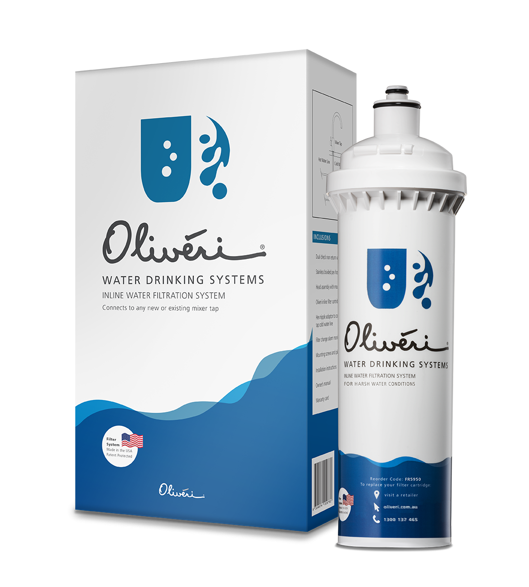 Oliveri Inline Water Filtration System For Harsh Water Use White