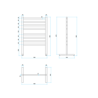 FS55E Straight Flat Free-Standing Polished Heated Towel Rail