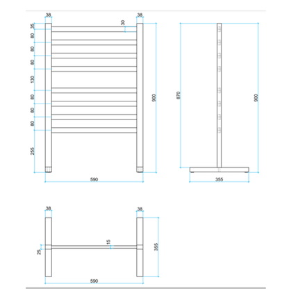 Thermogroup 240V Freestanding 590 Straight/Round Heated Towel Rail