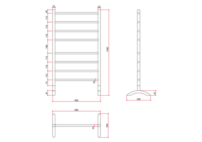 FS66EB Straight Round Free Standing Matt Black Heated Towel Rail