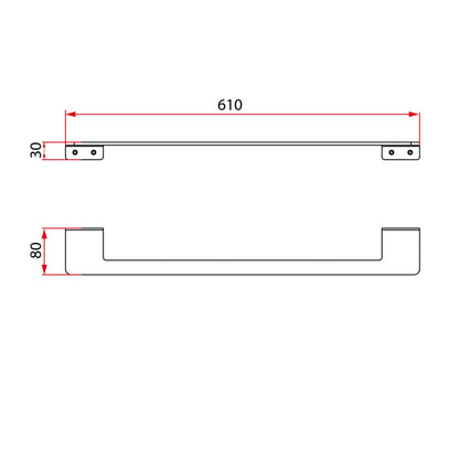 FLAT Series Single Towel Bar 24″ – Matt Black