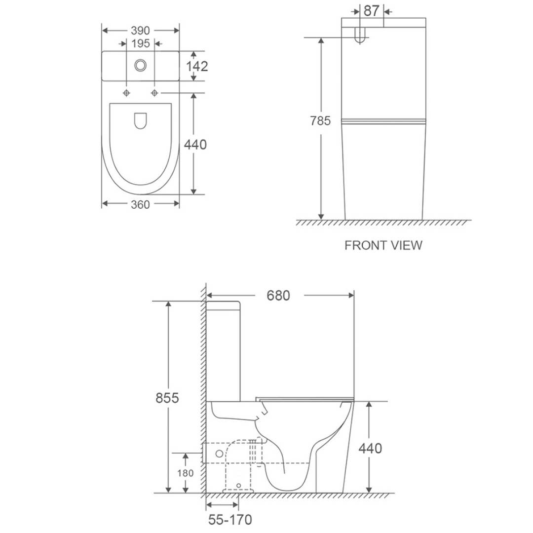 Turner Hastings Fino WhisperFlush Close Coupled Back to Wall Toilet Suite (WDI Valves)