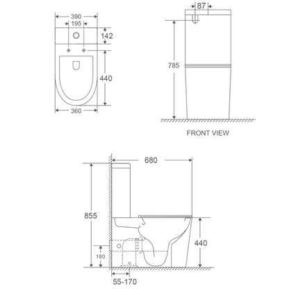 Turner Hastings Fino WhisperFlush Close Coupled Back to Wall Toilet Suite (WDI Valves)