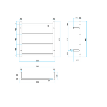 Thermorail 240V Round 550 Ladder Heated Towel Rail