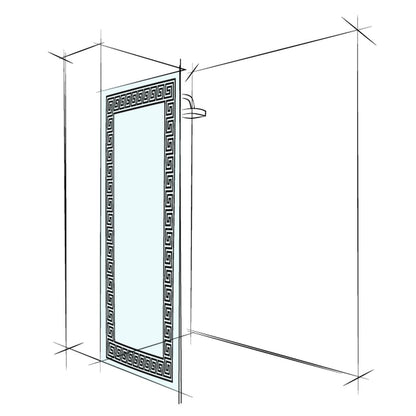 GRECO - Up to 1200 x 2000 / TruClear+ with Black Pattern / L-Bracket Chrome