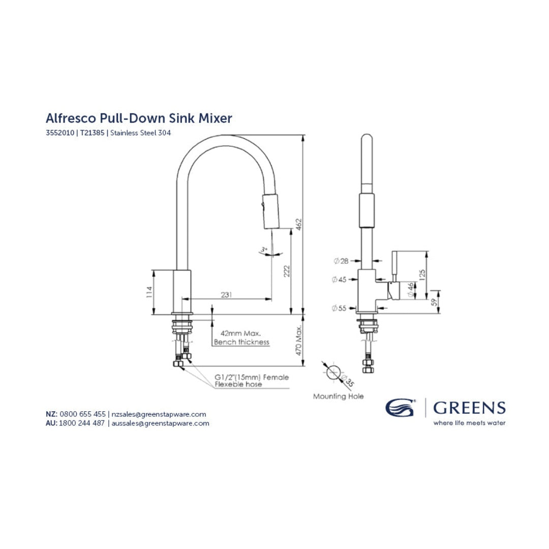 Greens Alfresco Pull-Down Sink Mixer