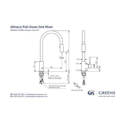 Greens Alfresco Pull-Down Sink Mixer