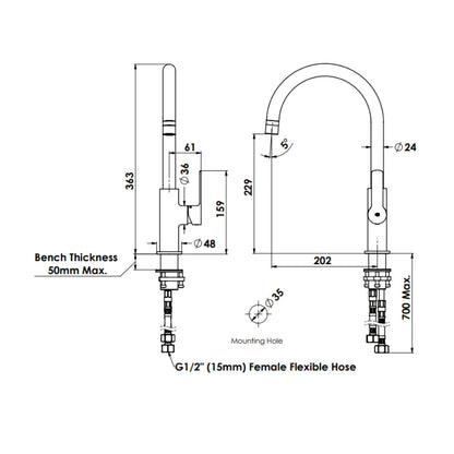 Greens Astro II Gooseneck Sink Mixer Lead Free