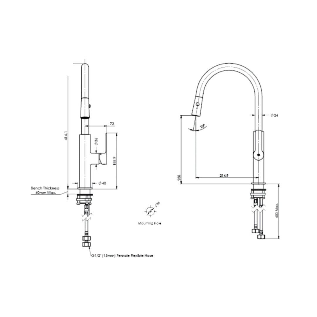 Greens Astro II Pull-Down Sink Mixer Lead Free