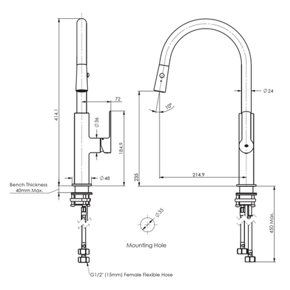 Greens Astro Ii Pull-Down Sink Mixer Pvd