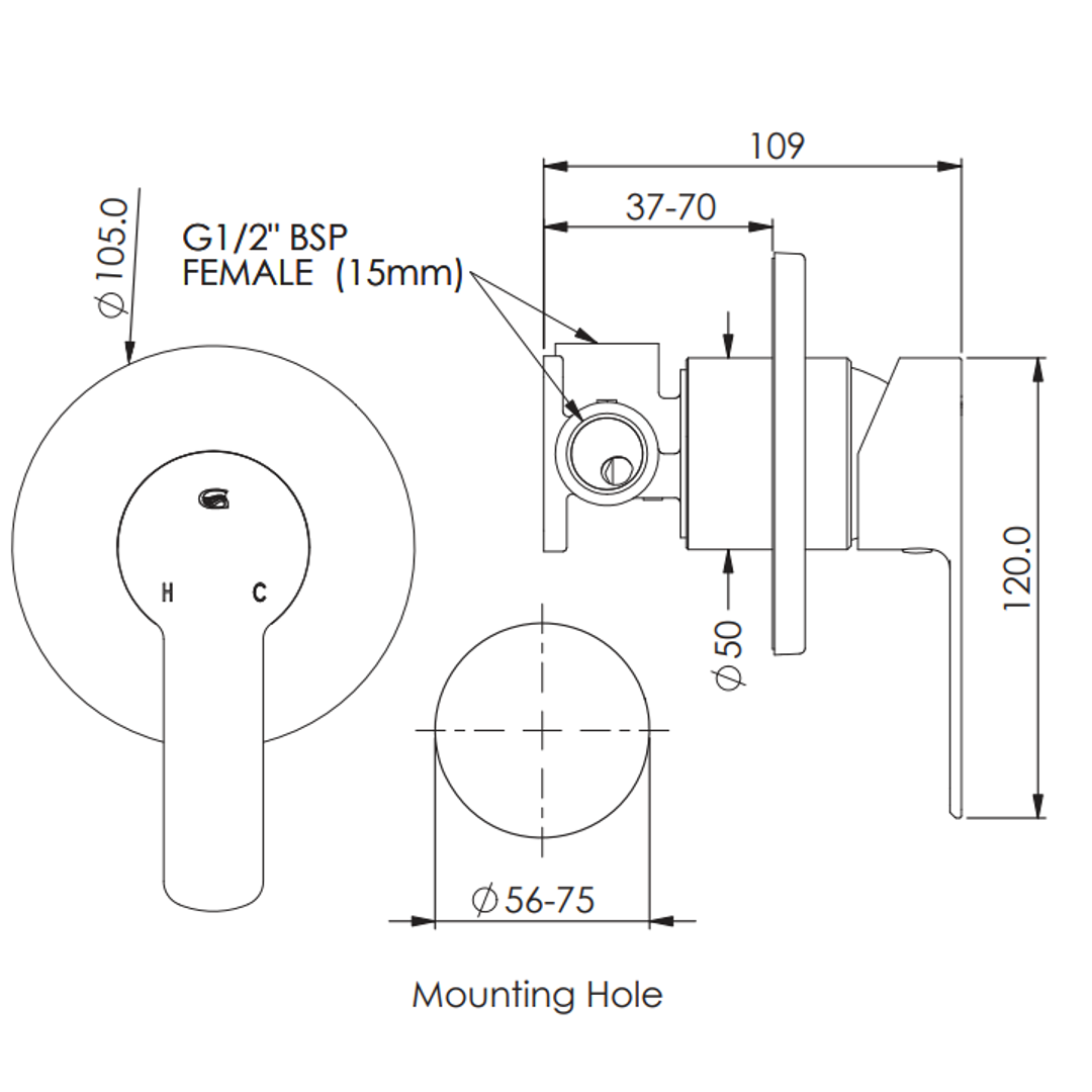 Greens Astro II Shower Mixer Mini Plate