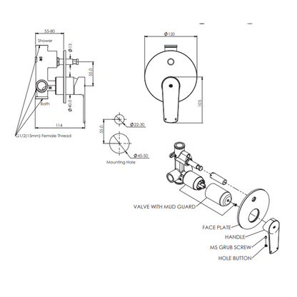 Greens Novi Shower Mixer W/Div Pvd