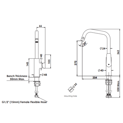 Greens Novi Sink Mixer Gooseneck (Smart Aerator)
