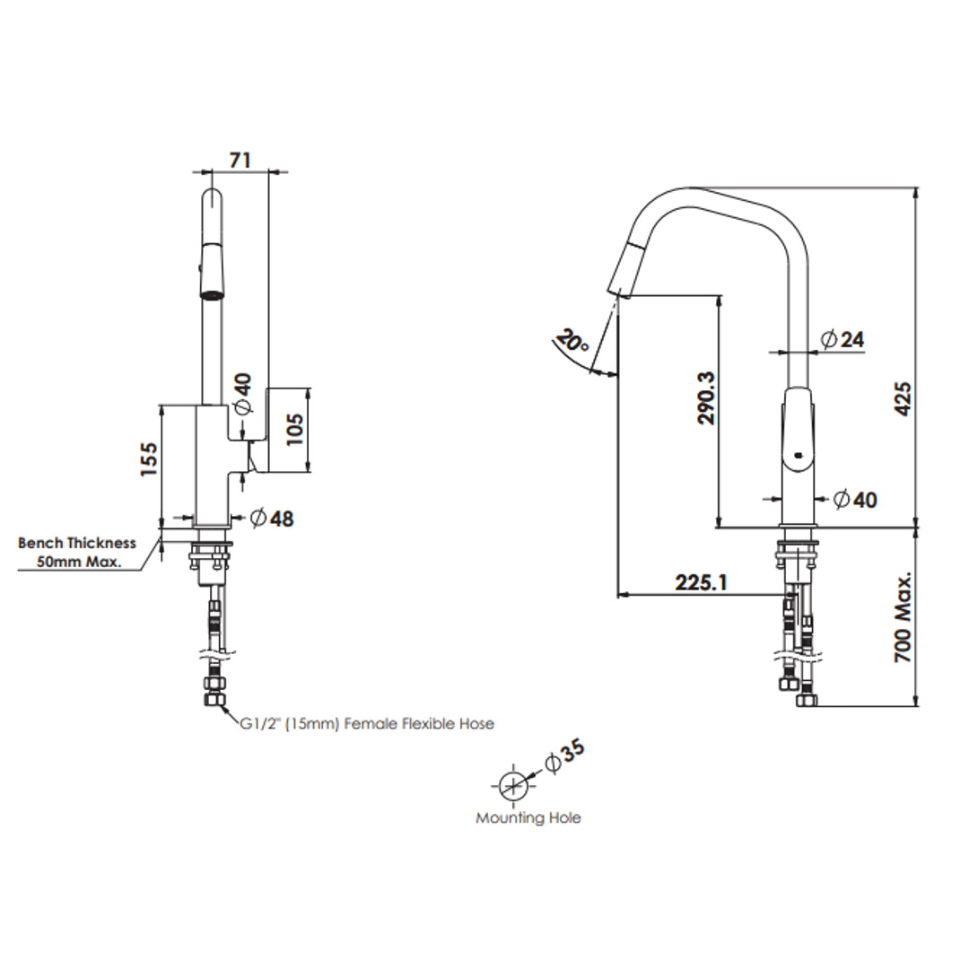 Greens Novi Sink Mixer Pull-Down Gun Metal