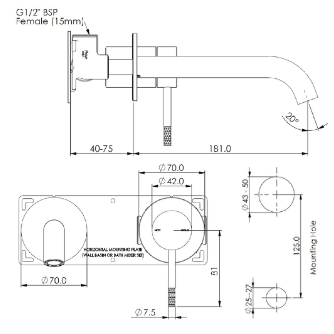 Greens Optima Plus Wall Basin Mixer Includes In-Wall Body