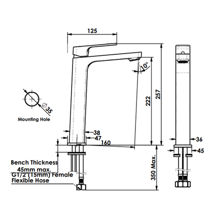 Greens Swept Tower Basin Mixer